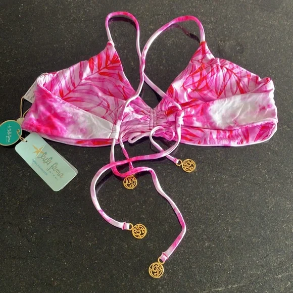 Luli Fama Bamboleo reversible fuchsia drawstring bralette bikini top - Picture 5 of 10